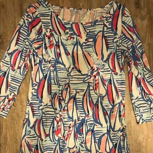 Lilly Pulitzer red, white and sail 3/4 dress